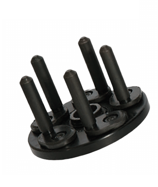 black oxide steel plate with five black oxide steel pins
