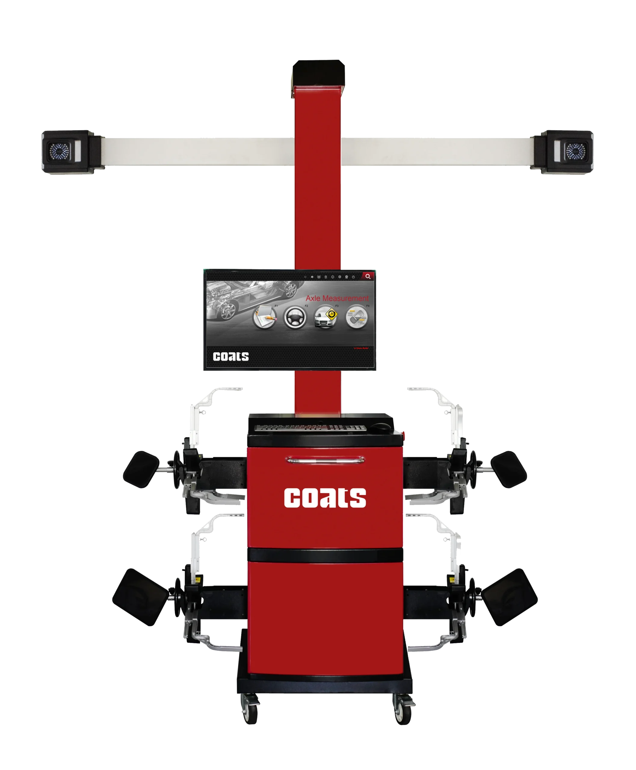 Front view of a red, Coats alignment machine CWA6600