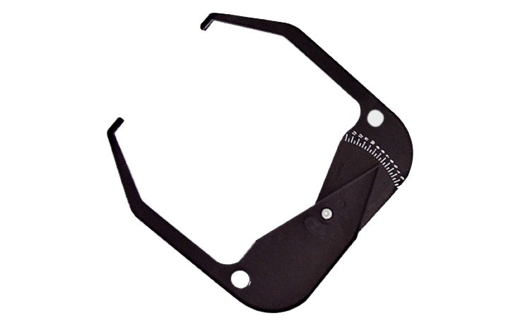 black plastic hooks on hinge with with numerical markings