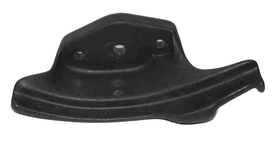 Smooth black plastic duckhead shaped tool used on tire changer machines