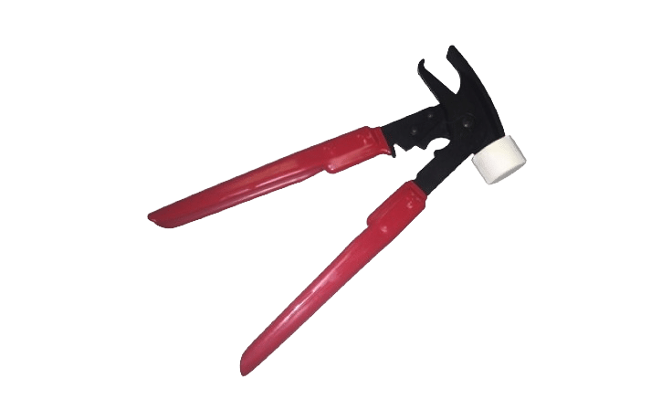 hammer with red handles with white cap